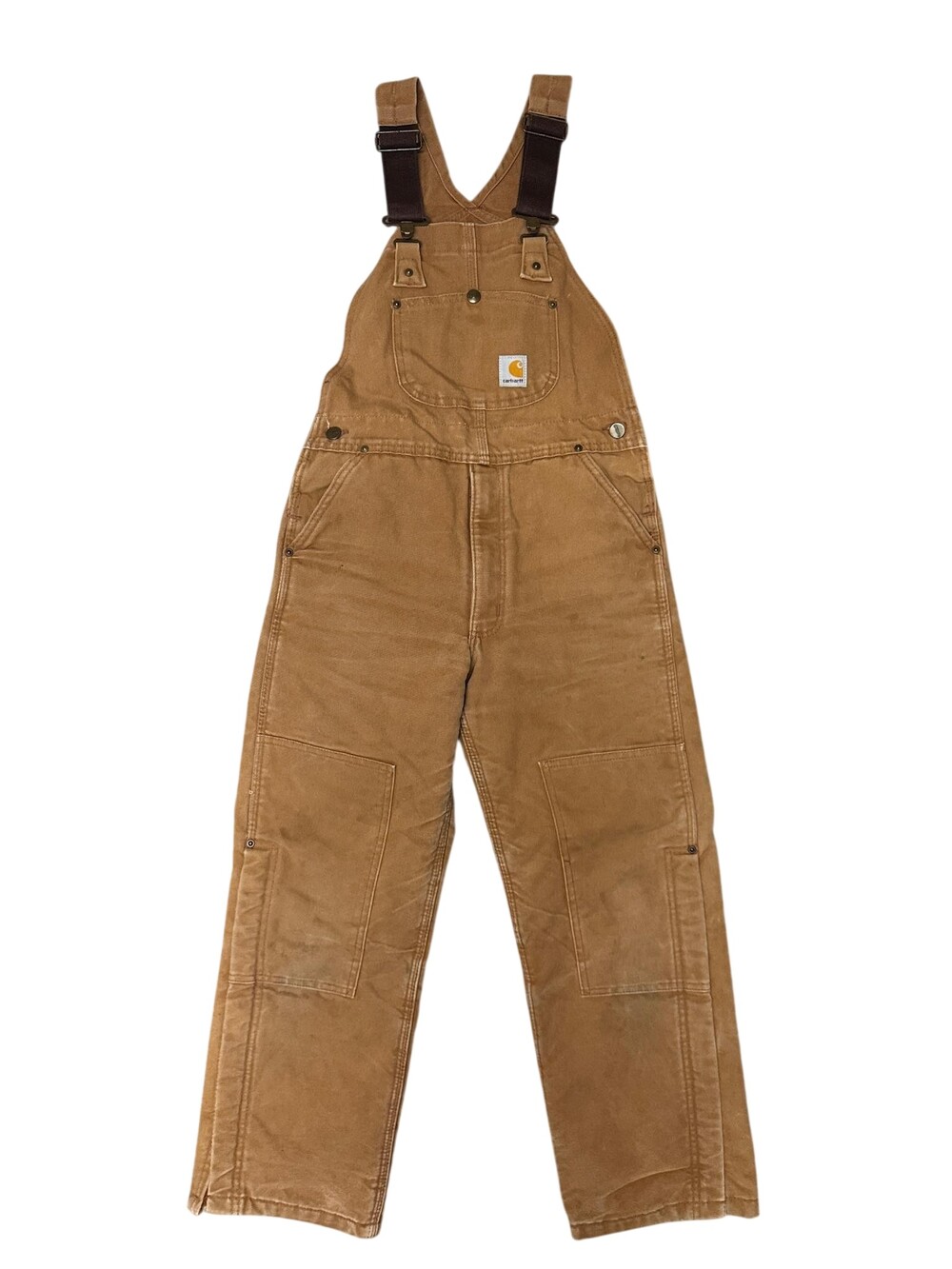 Carhartt Ski Salopettes Unisex Kids 12-13 Brown Canvas Insulated Bib Pants